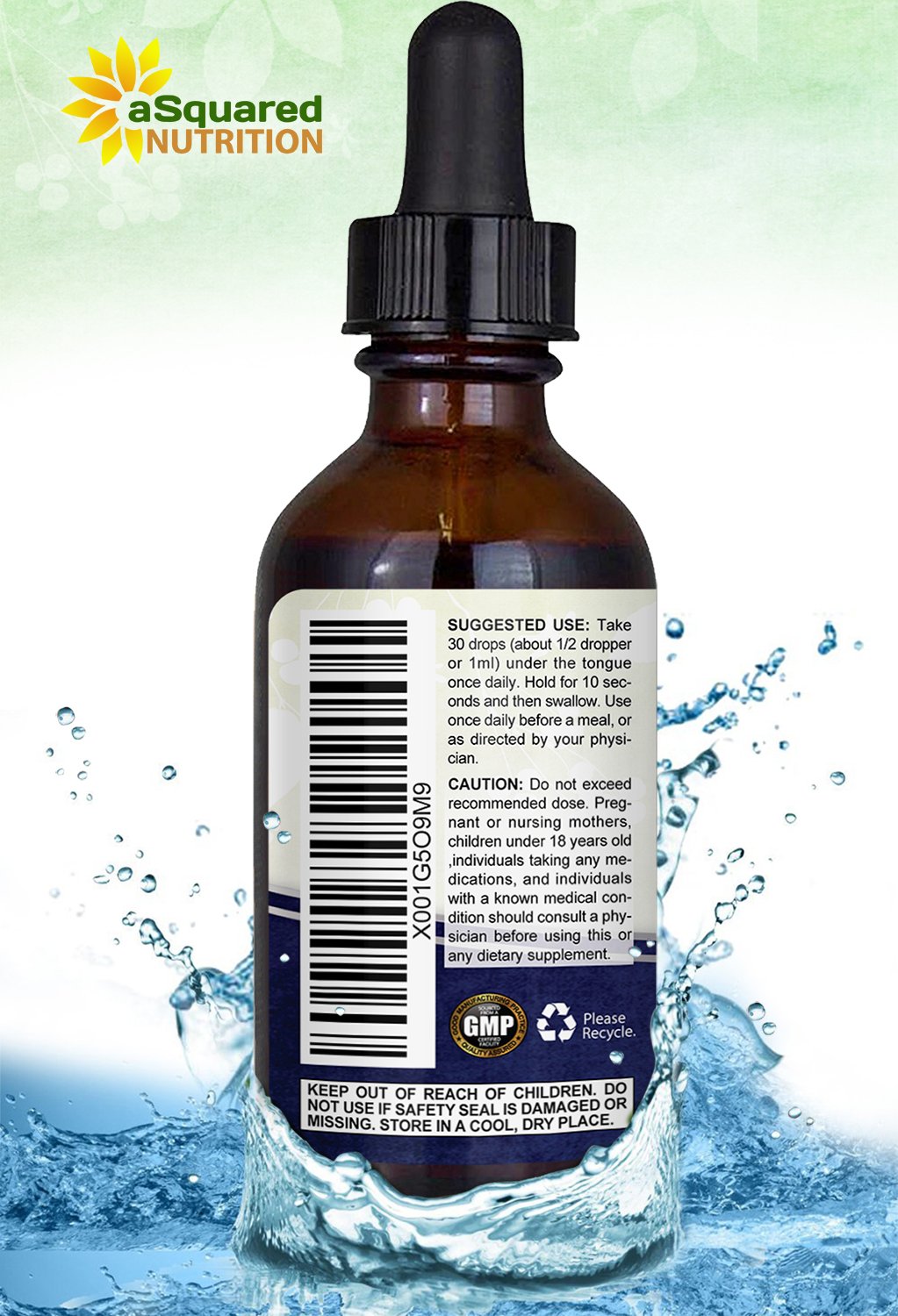 Flacon de vitamine B12 Methylcobalamine 5000 MCG d'aSquared Nutrition, vue de côté