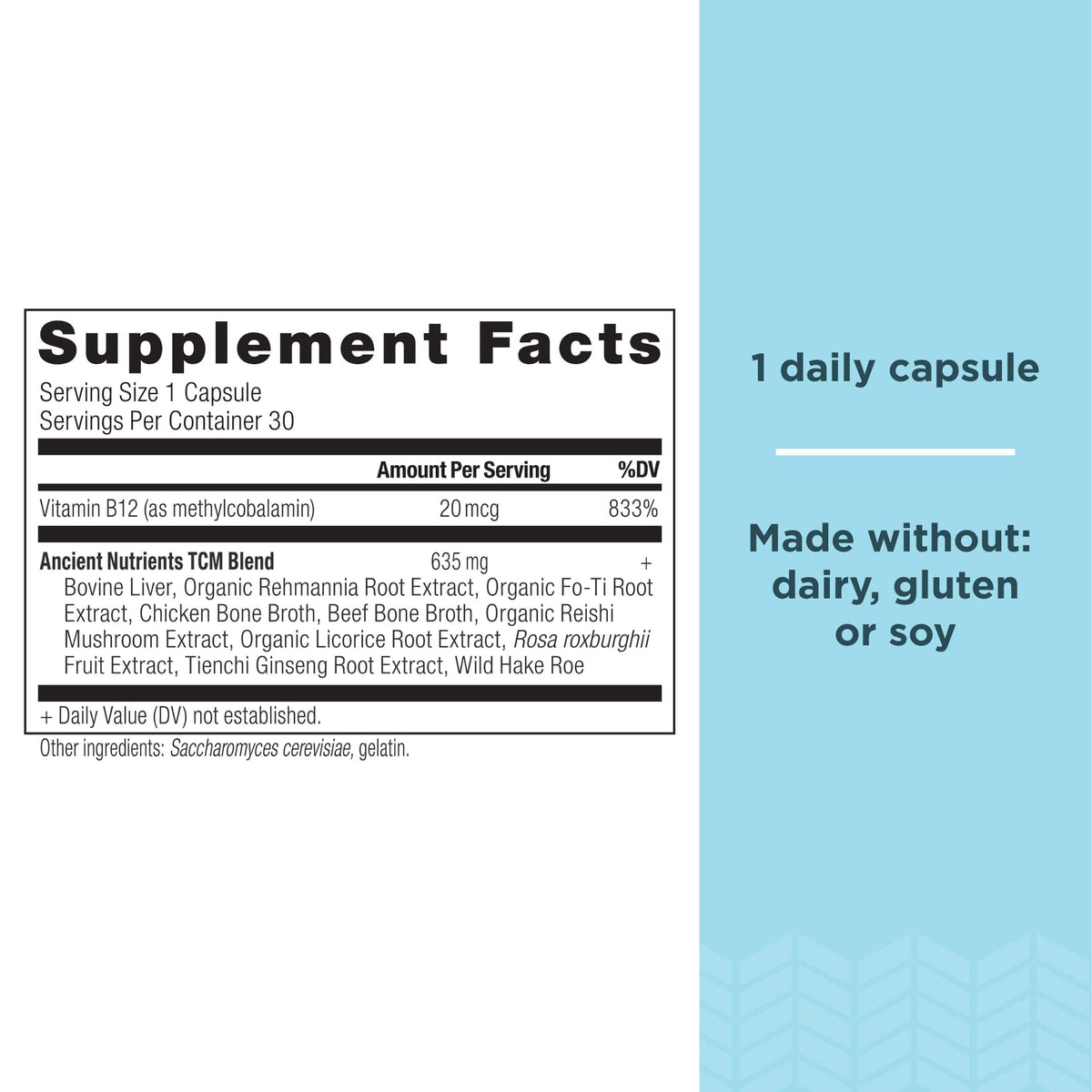 Flacon de Vitamine B12 Methylée Ancient Nutrition, contenant 60 capsules