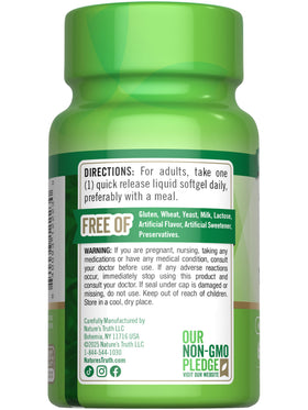 Flacon de Vitamine B12 Nature's Truth avec gélules à l'extérieur