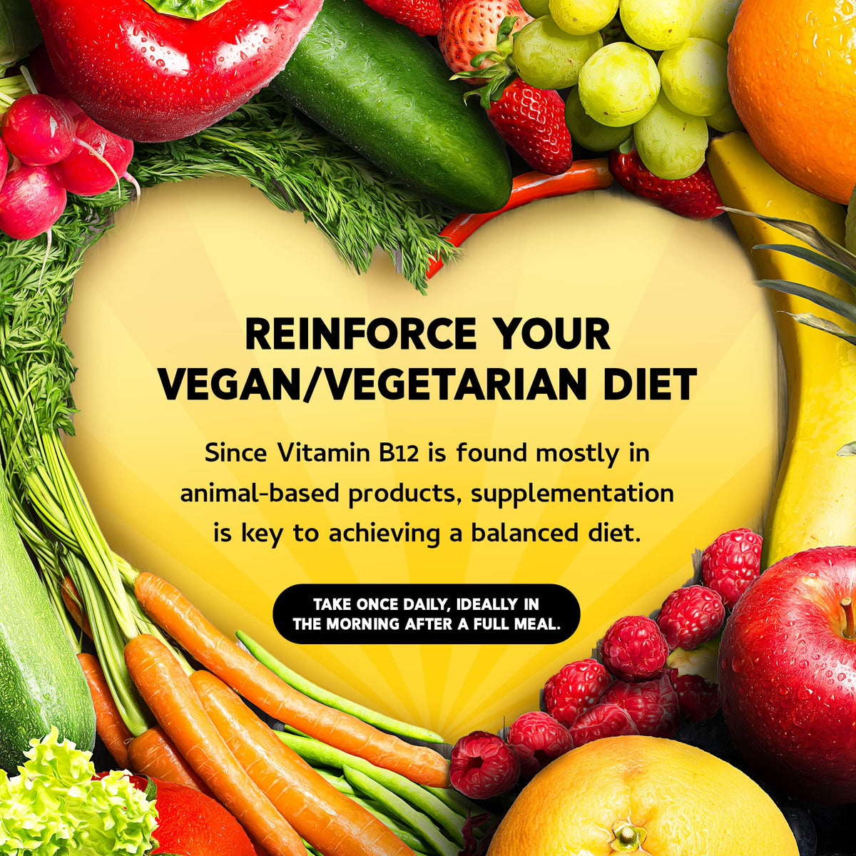 Flacon de vitamine B12 vegan avec bouchon ouvert