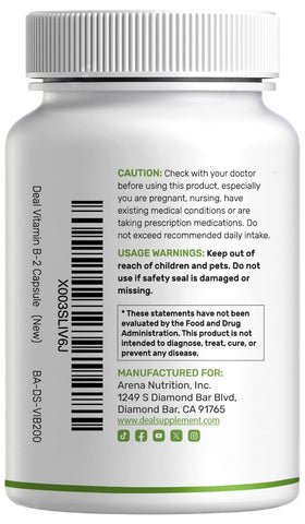 Flacon de Vitamine B2 400mg et Magnésium Glycinate 400mg sur une table