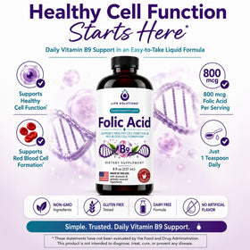 Flacon de Vitamine B9 Acide Folique Life Solutions avec mesure