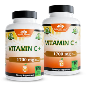 Flacon de Vitamine C 1 700 mg de NaturaLife Labs avec capsules végétales