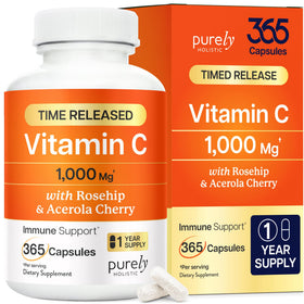Flacon de Vitamine C 1000mg Purely Holistic avec 365 capsules