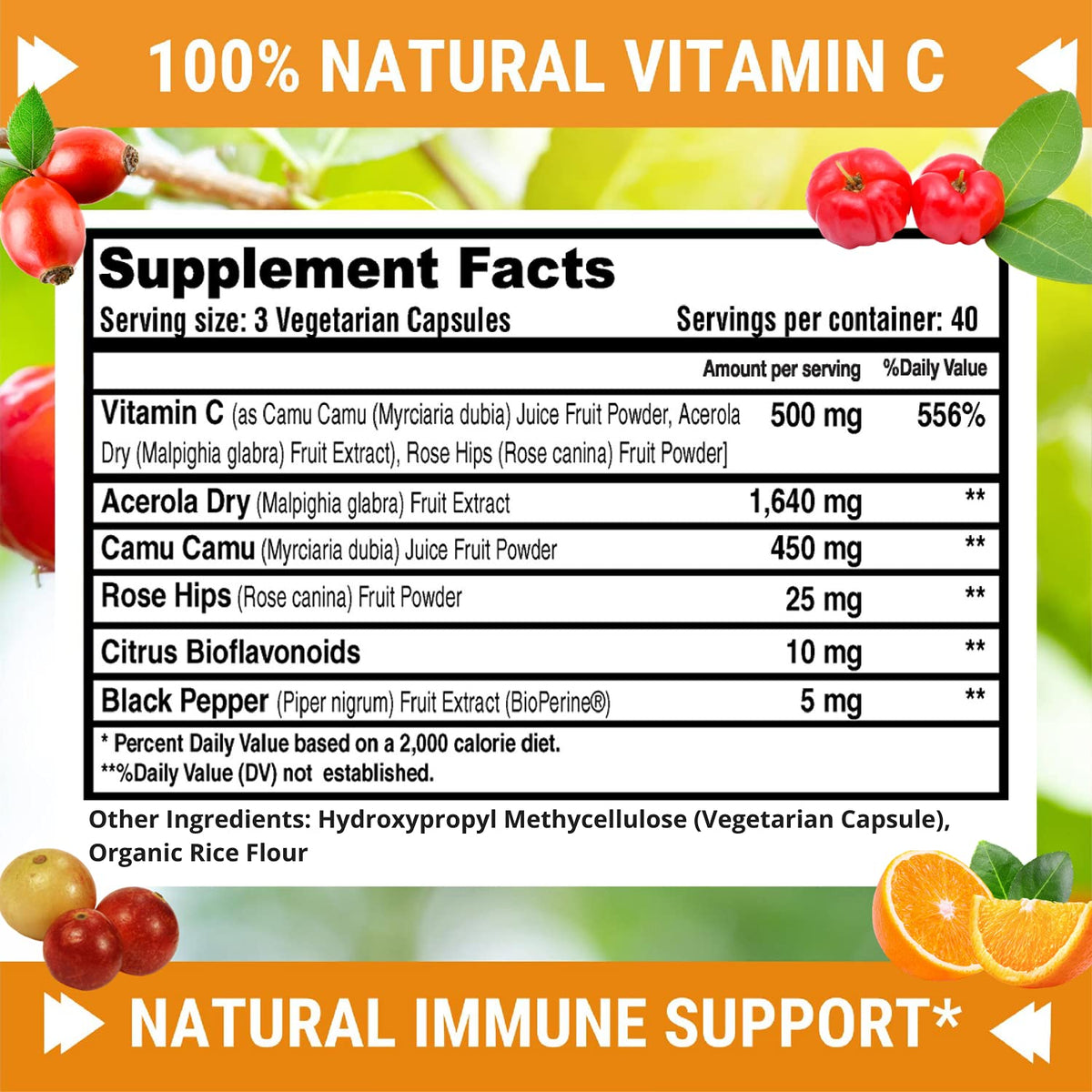 Flacon de Vitamine C 500mg FRESH HEALTHCARE avec étiquette visible