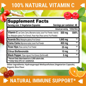 Flacon de Vitamine C 500mg FRESH HEALTHCARE avec étiquette visible