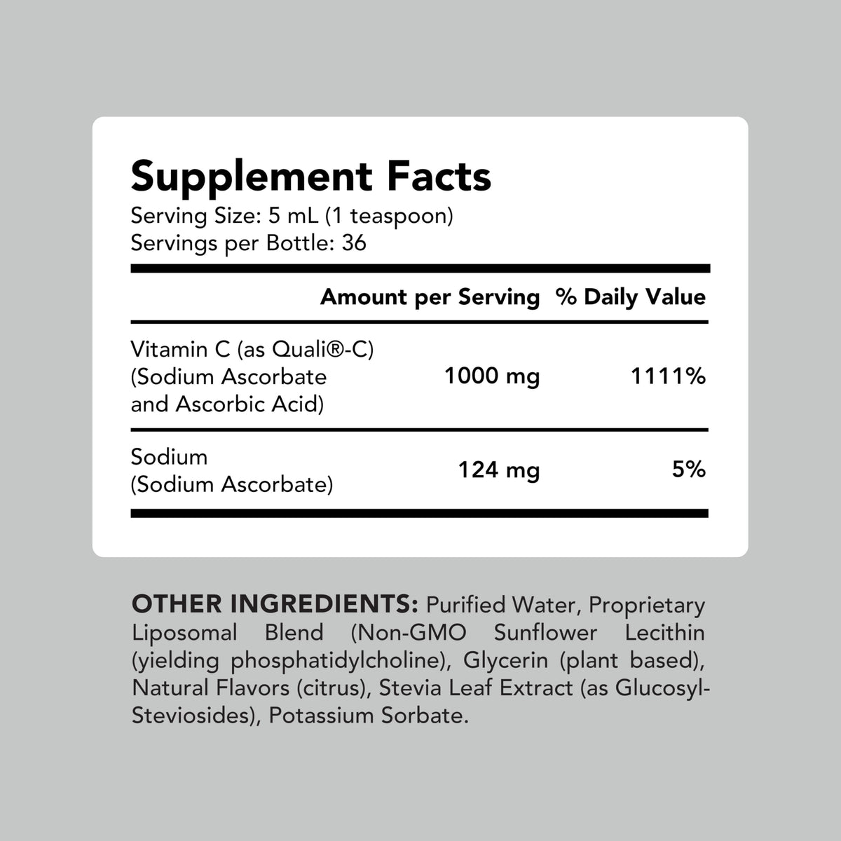 Flacon de vitamine C AMANDEAN avec des agrumes en arrière-plan