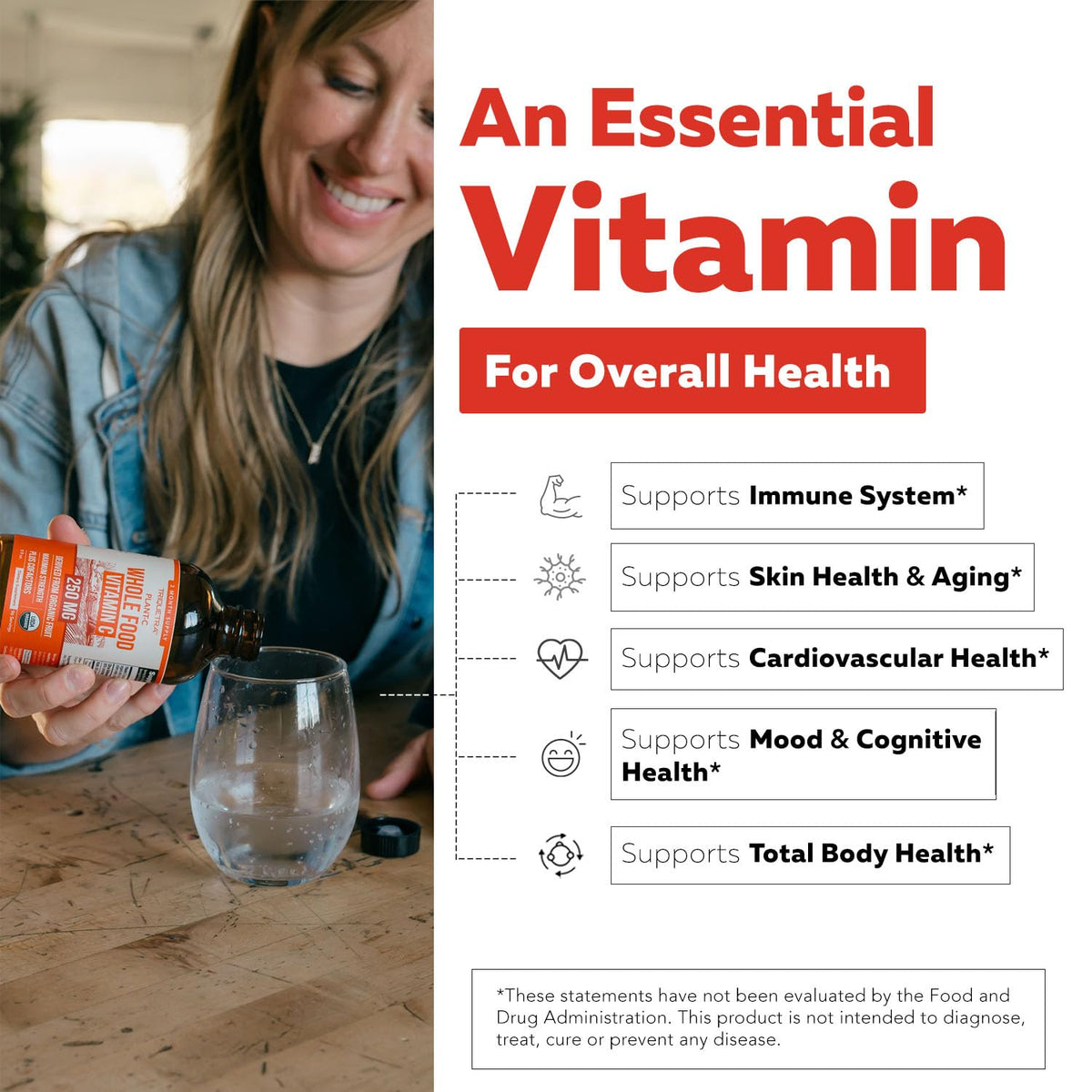 Flacon de Vitamine C Bio Triquetra Health avec fruits biologiques