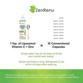 Flacon de Vitamine C et Zinc Zenrenu sur fond blanc