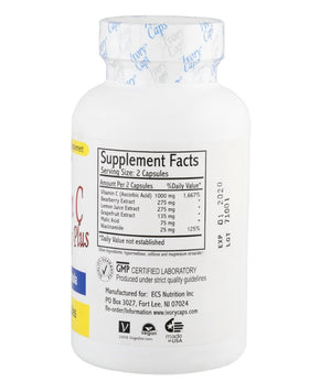 Flacon de Vitamine C Ivory Caps avec étiquette bien visible