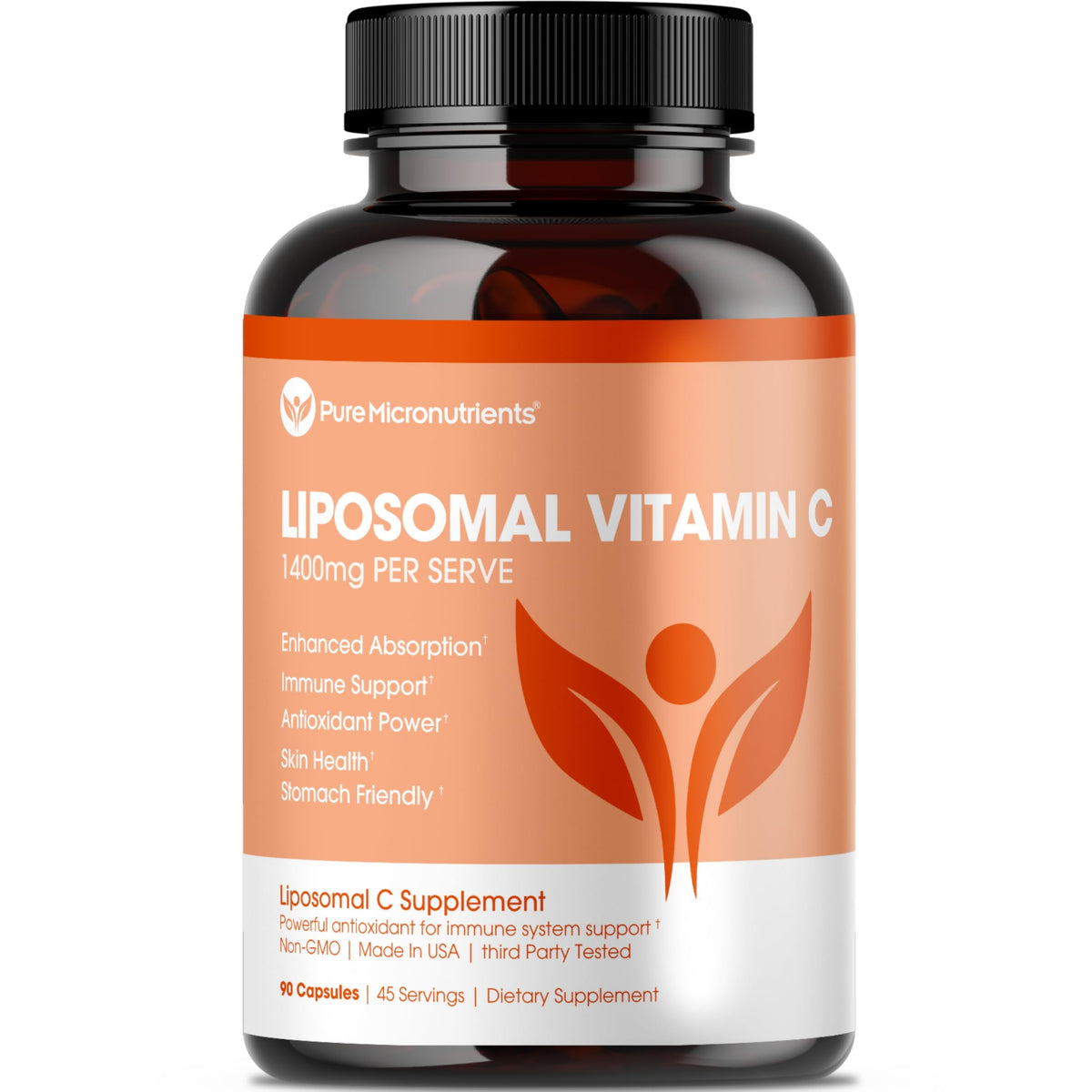 Flacon de Vitamine C Liposomale 1400mg Pure Micronutrients, 90 capsules