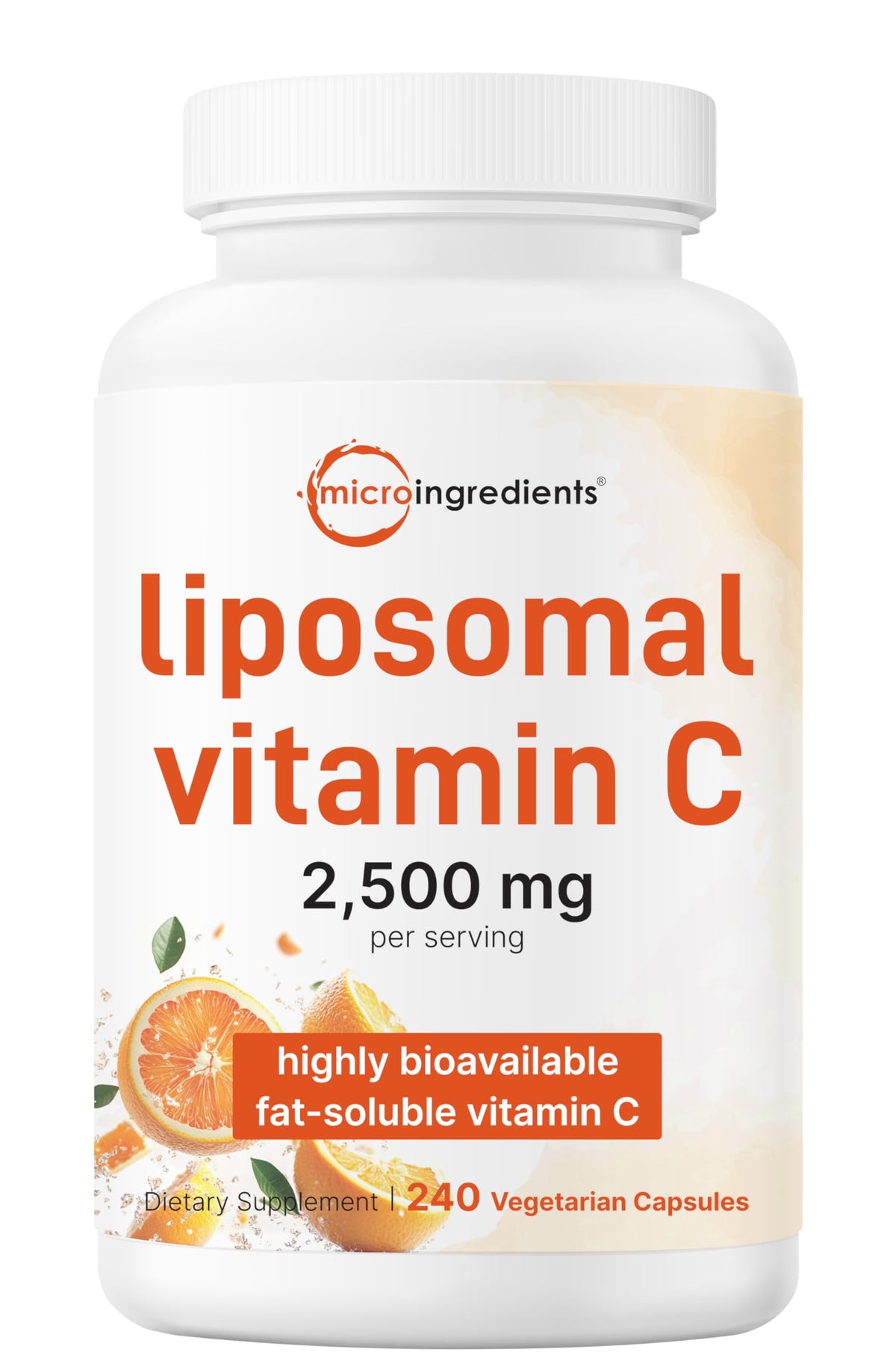 Flacon de vitamine C liposomale 2 500 mg avec 240 capsules végétales