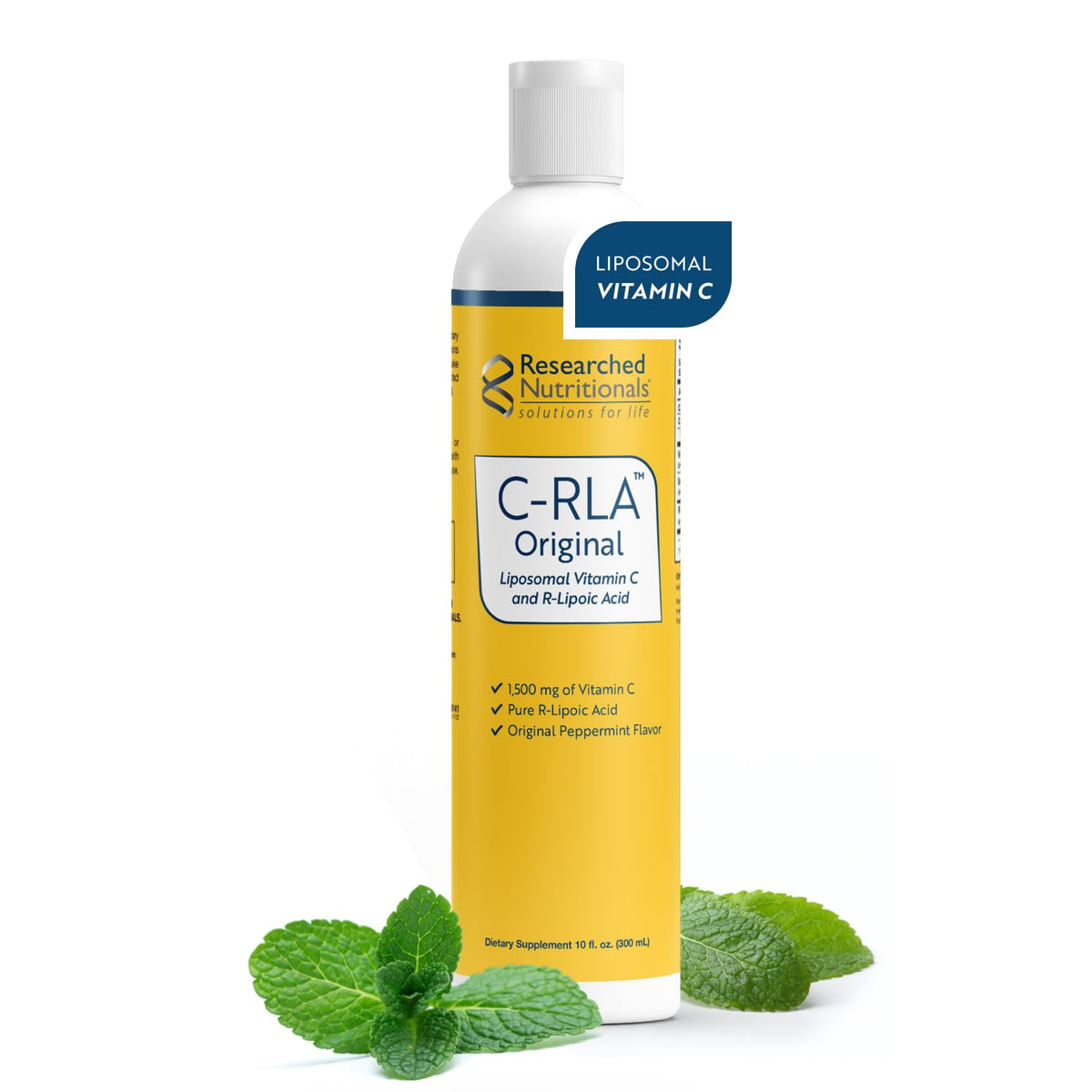 Flacon de Vitamine C Liposomale C-RLA de Researched Nutritionals, 10 fl oz, saveur menthe