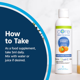 Flacon de Vitamine C Liposomale Core Med Science sur fond neutre
