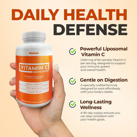 Flacon de Vitamine C Liposomale Macuhealth avec étiquette visible