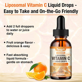 Flacon de vitamine C liquide Aouewnk avec arrière-plan naturel