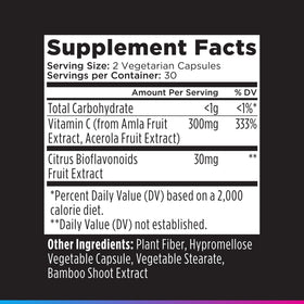 Flacon de Vitamine C Livingood Daily ouvert avec capsules visibles