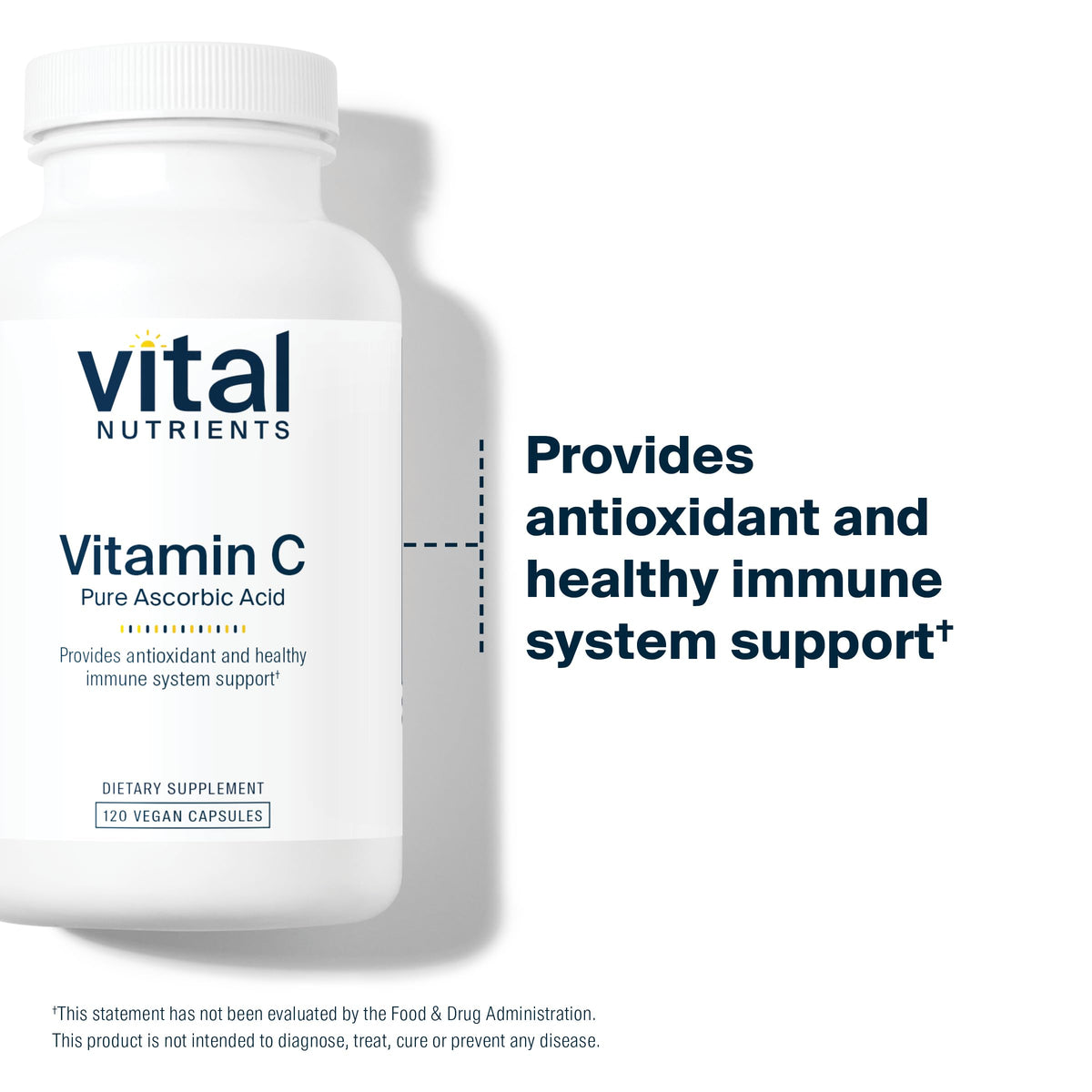 Flacon de Vitamine C Vital Nutrients ouvert avec capsules visibles