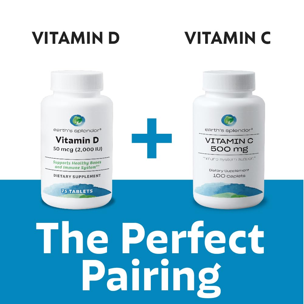 Flacon de Vitamine D Earth's Splendor avec fond neutre