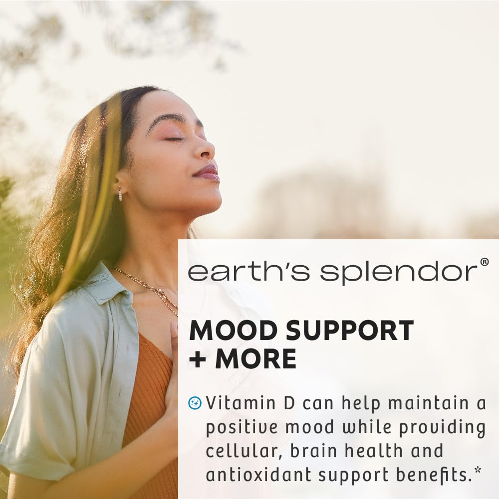 Flacon de Vitamine D Earth's Splendor sur un comptoir