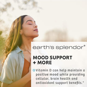 Flacon de Vitamine D Earth's Splendor sur un comptoir