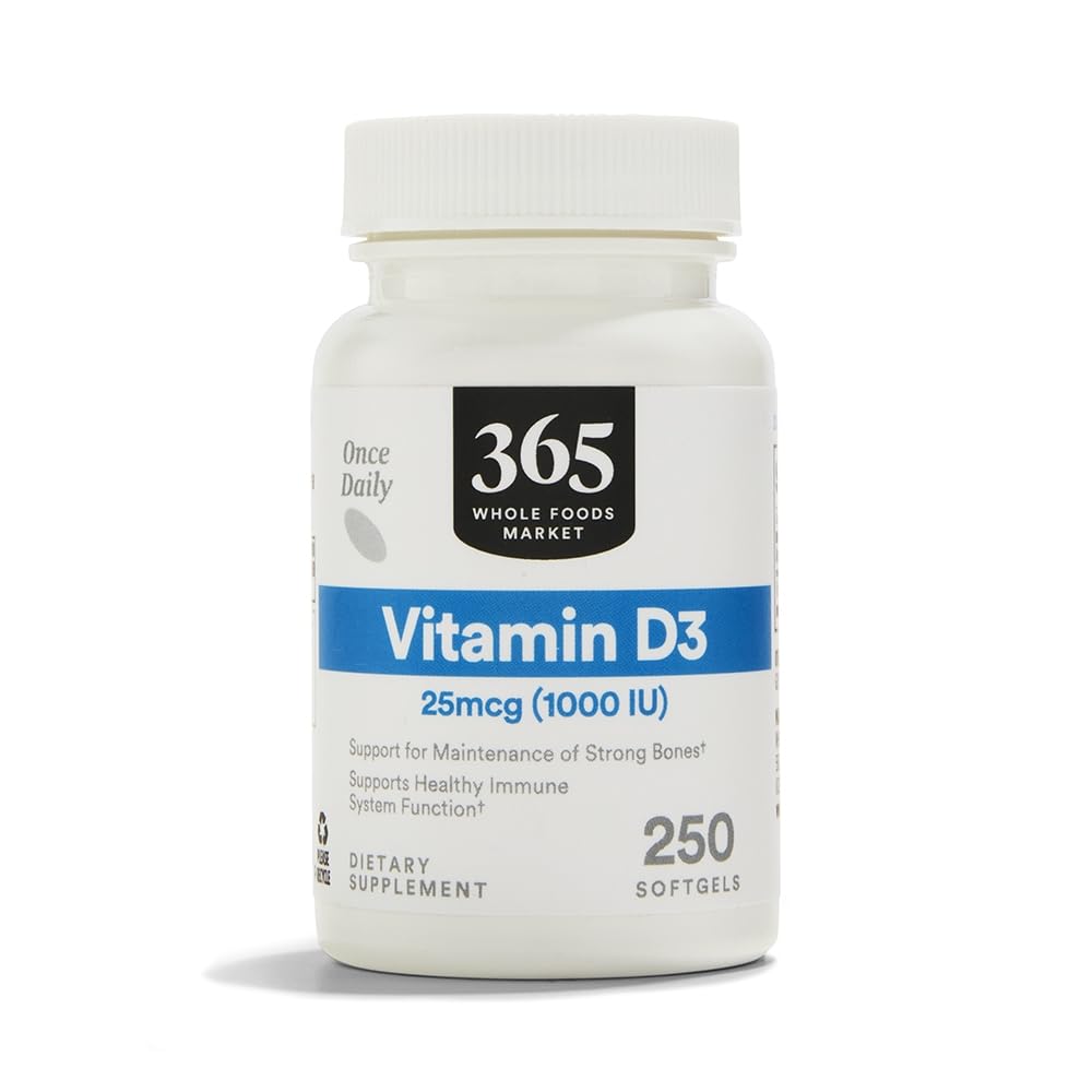 Flacon de vitamine D3 1000 IU 250 gélules de 365 by Whole Foods Market