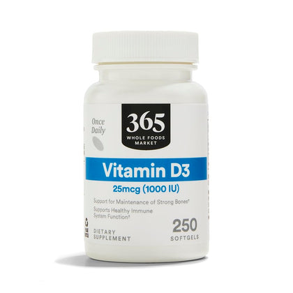 Flacon de vitamine D3 1000 IU 250 gélules de 365 by Whole Foods Market