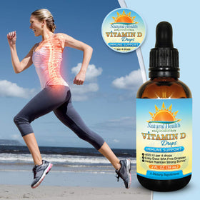 Flacon de vitamine D3 et compte-gouttes sur fond blanc