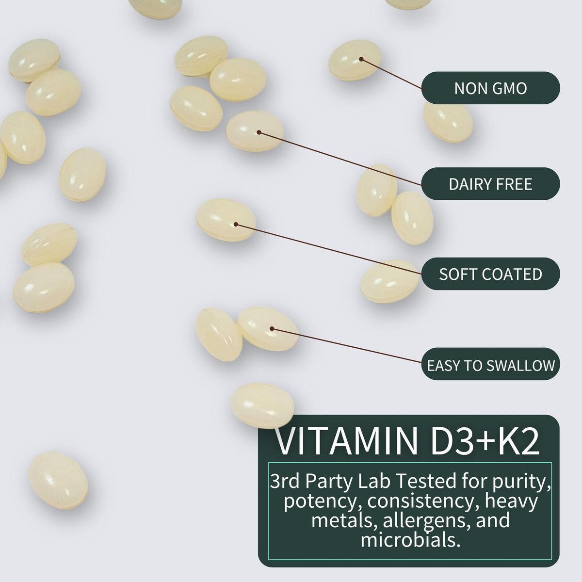 Flacon de Vitamine D3 et K2 avec une vue de dessus
