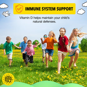 Flacon de vitamine D3 Good Raz ouvert avec gouttes visibles