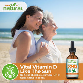 Flacon de Vitamine D3 K2 5000 IU avec étiquette visible