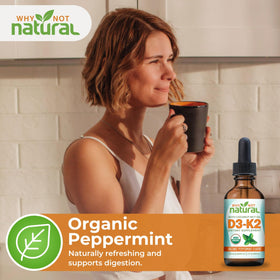 Flacon de Vitamine D3 K2 5000 IU avec gouttes visibles
