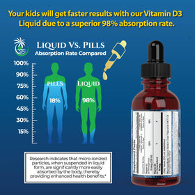 Flacon de vitamine D3 K2 bio sur une table en bois