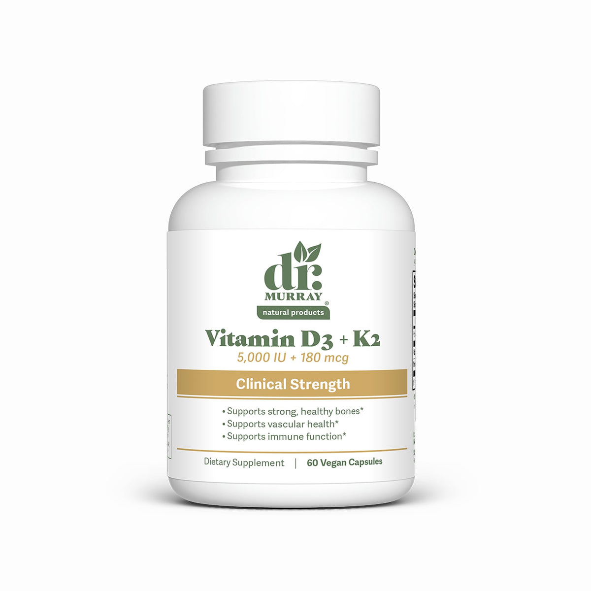 Flacon de Vitamine D3-K2 Dr. Murray contenant 60 gélules végétales
