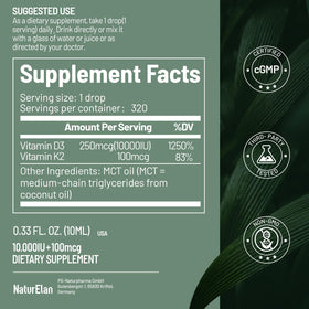 Flacon de vitamine D3 K2 NaturElan avec un design épuré