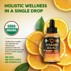 Flacon de Vitamine D3 K2 NUTRAHARMONY avec compte-gouttes