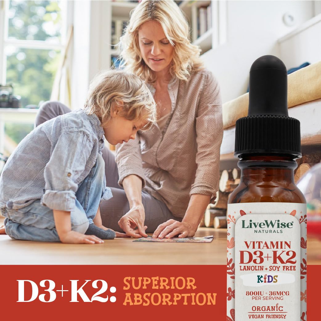 Flacon de Vitamine D3 K2 pour enfants dans un sac à dos