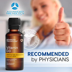 Flacon de vitamine D3 liquide 5000 IU Advanced Trichology avec goutteur