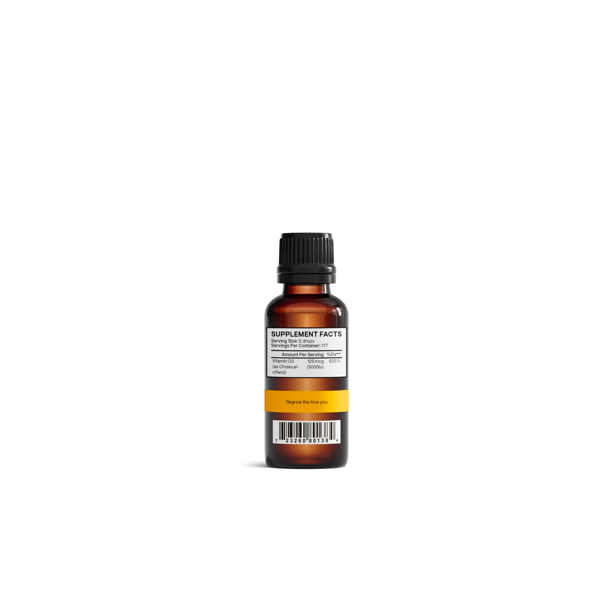 Flacon de vitamine D3 liquide 5000 IU Advanced Trichology avec ingrédients