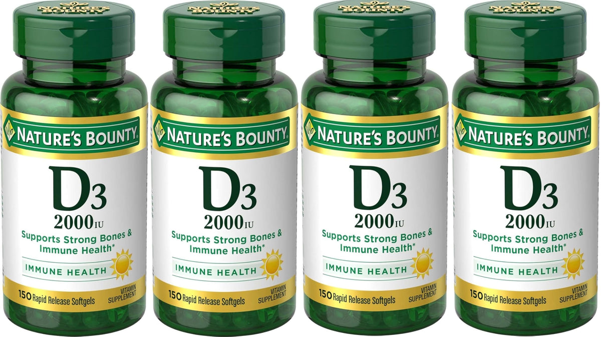 Flacon de Vitamine D3 Nature's Bounty 2000 IU avec 150 gélules molles