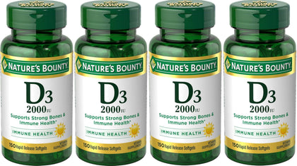 Flacon de Vitamine D3 Nature's Bounty 2000 IU avec 150 gélules molles