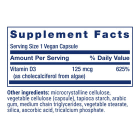 Flacon de Vitamine D3 Vegan Life Extension avec étiquette
