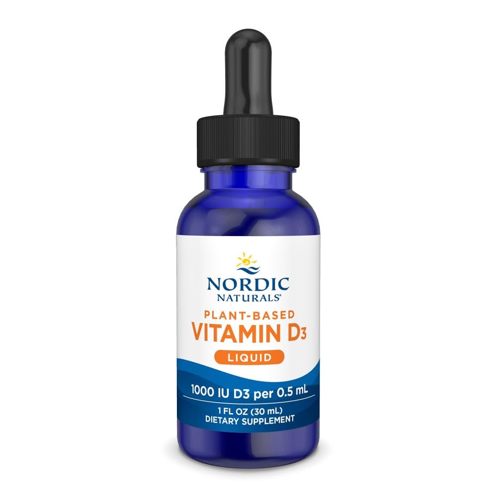 Flacon de Vitamine D3 Végétale Liquide Nordic Naturals 1000 UI, vue avant