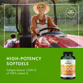 Flacon de Vitamine E D-Alpha Swanson avec étiquette visible