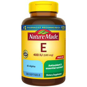 Flacon de Vitamine E Nature Made 180 mg 400 IU avec 300 gélules molles