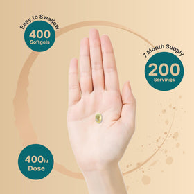 Flacon de vitamine E NatureBell ouvert avec gélules visibles