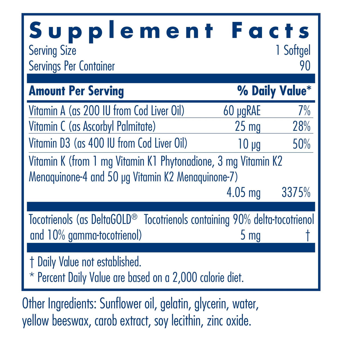 Flacon de Vitamine K Spectre Complet Allergy Research Group avec étiquette