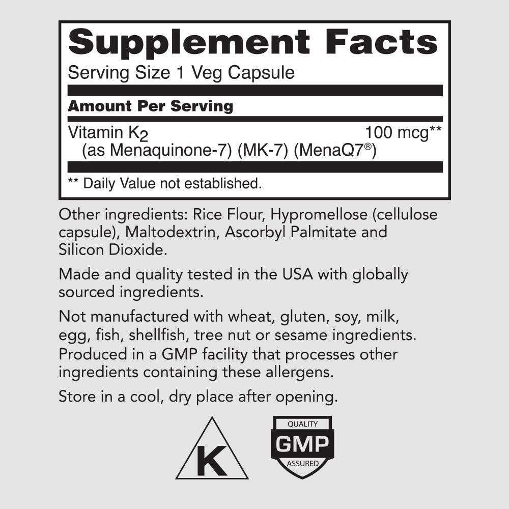 Flacon de Vitamine K2 MK7 PureFormulas avec étiquette