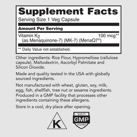 Flacon de Vitamine K2 MK7 PureFormulas avec étiquette
