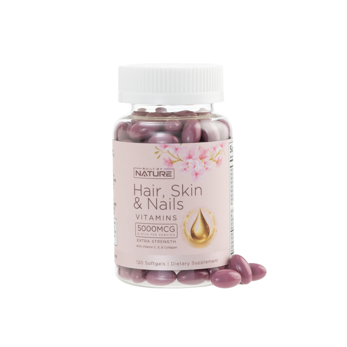 Flacon de vitamines Built by Nature pour cheveux, peau et ongles